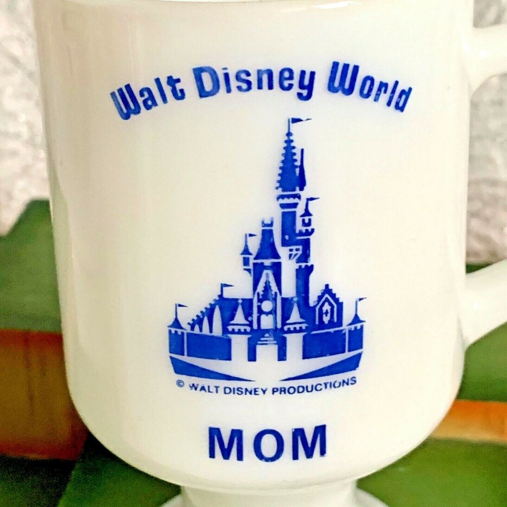 VTG Disney Mom Coffee Cup Milk Glass Pedestal Mug Not Repro